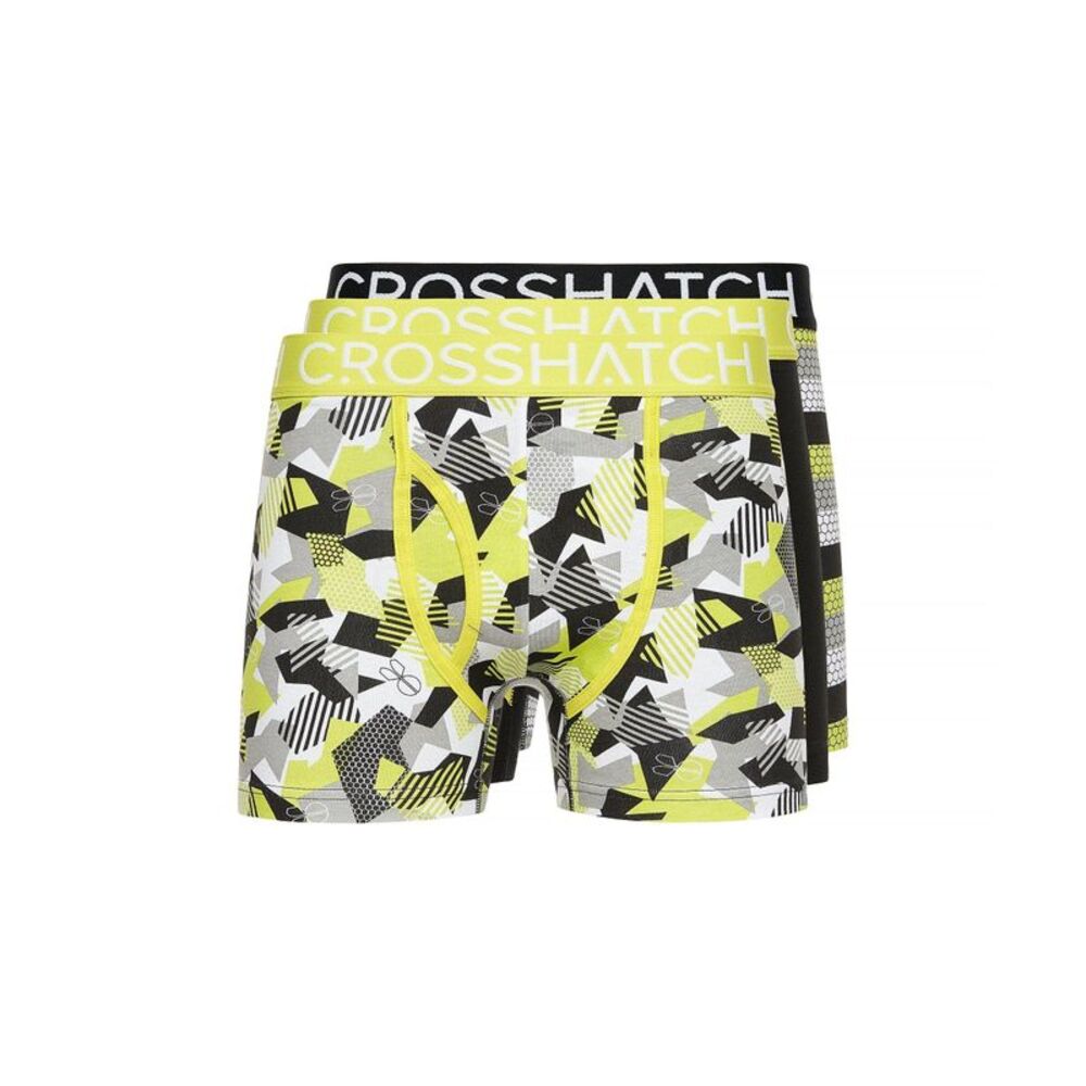 Crosshatch Mens Crystaline Boxer Shorts (Pack of 3) / Lime